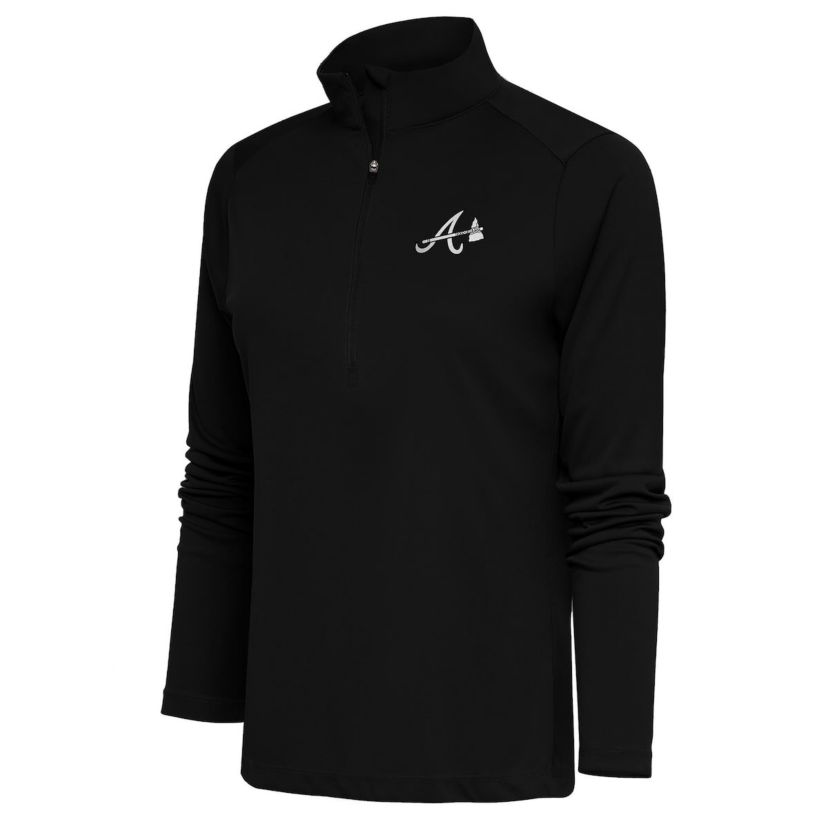 MLB Atlanta Braves Brushed Metallic Tribute Half-Zip Pullover Top