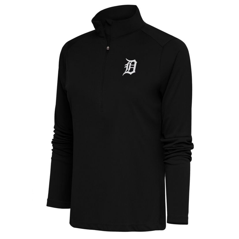 MLB Detroit Tigers Brushed Metallic Tribute Half-Zip Pullover Top