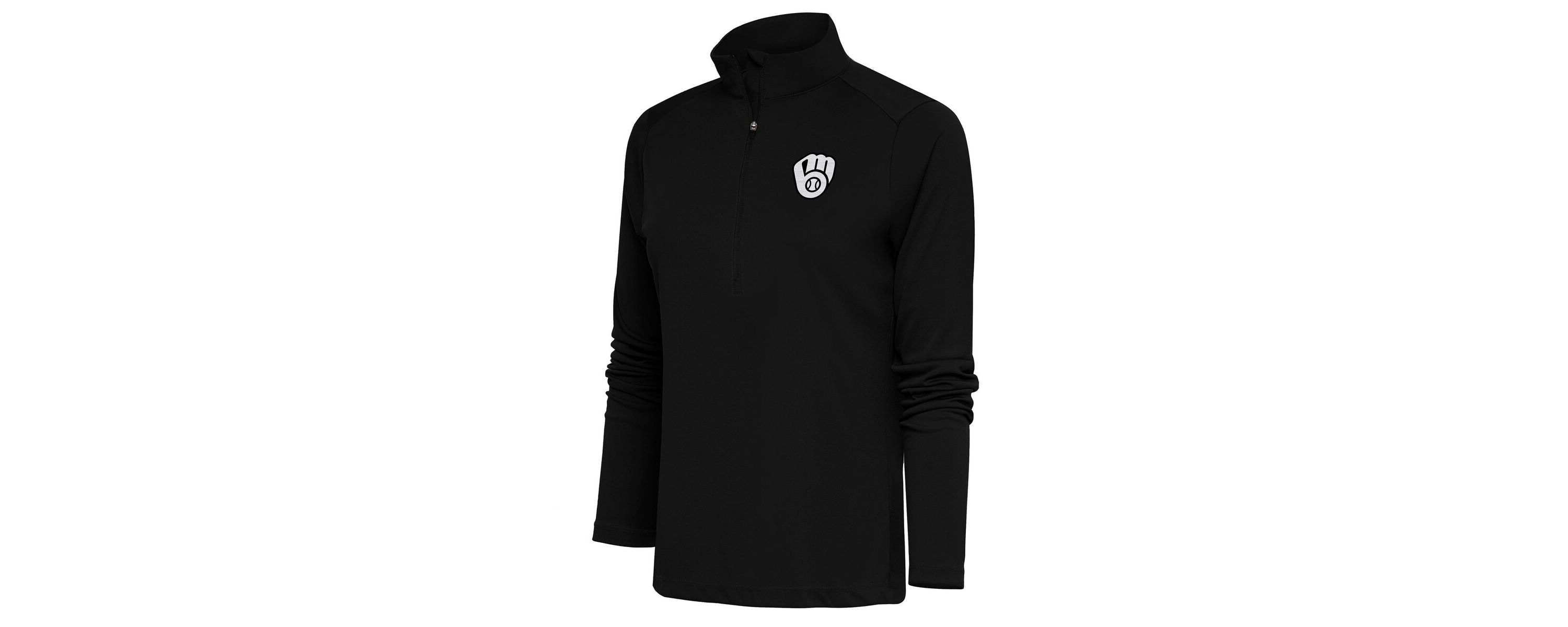 MLB Milwaukee Brewers Brushed Metallic Tribute Half-Zip Pullover Top