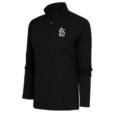 Antigua Women's MLB St. Louis Cardinals Brushed Metallic Tribute Half-Zip Pullover Top, Black, XXL