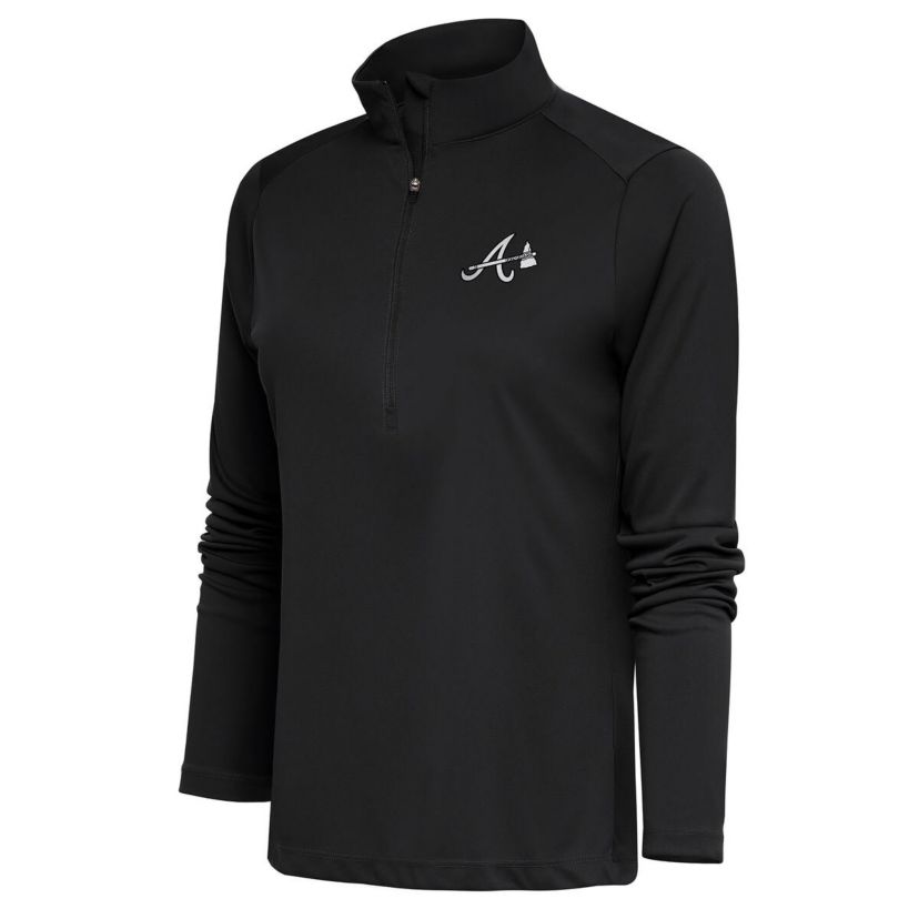 MLB Atlanta Braves Brushed Metallic Tribute Half-Zip Pullover Top