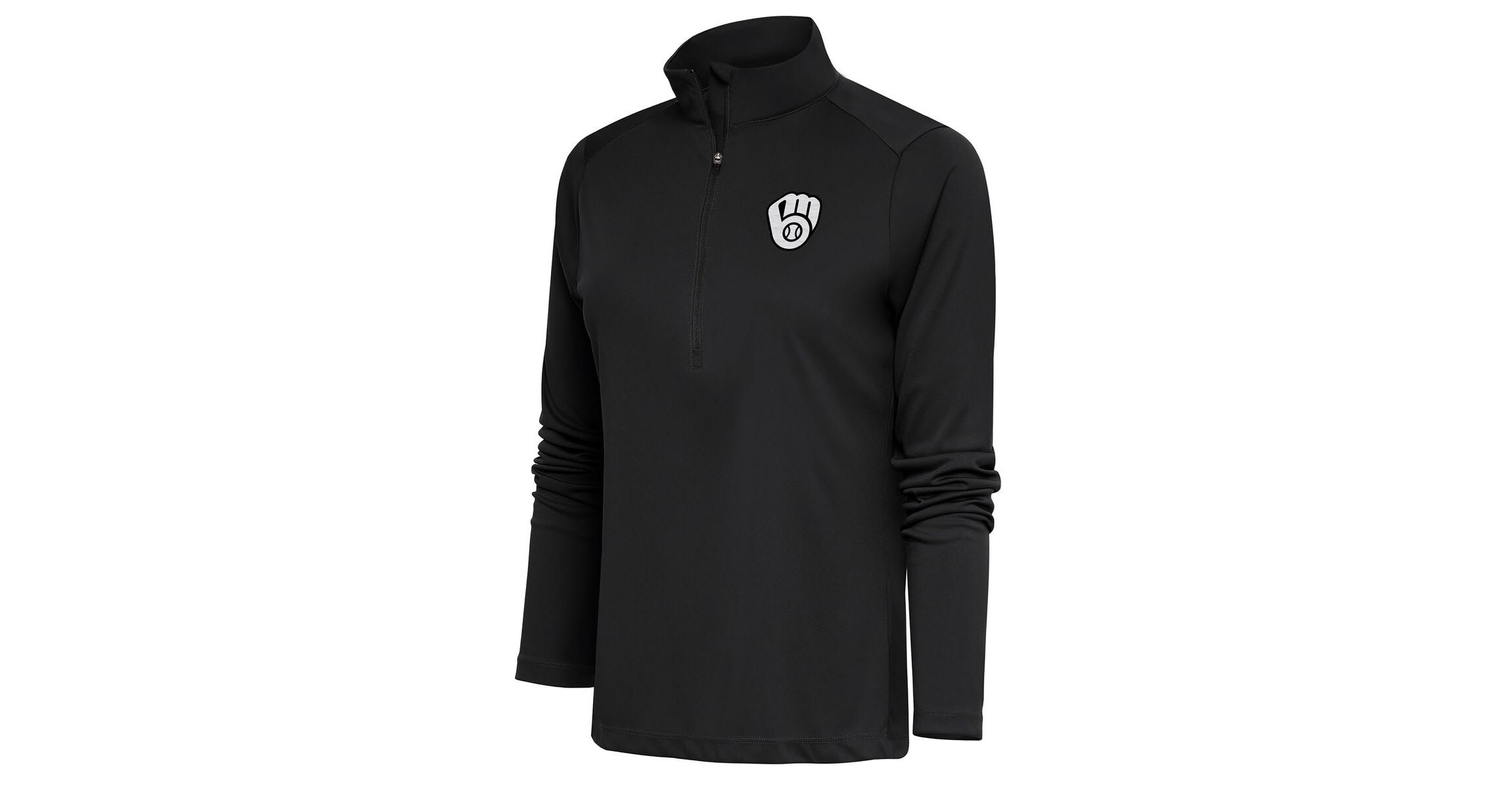 MLB Milwaukee Brewers Brushed Metallic Tribute Half-Zip Pullover Top