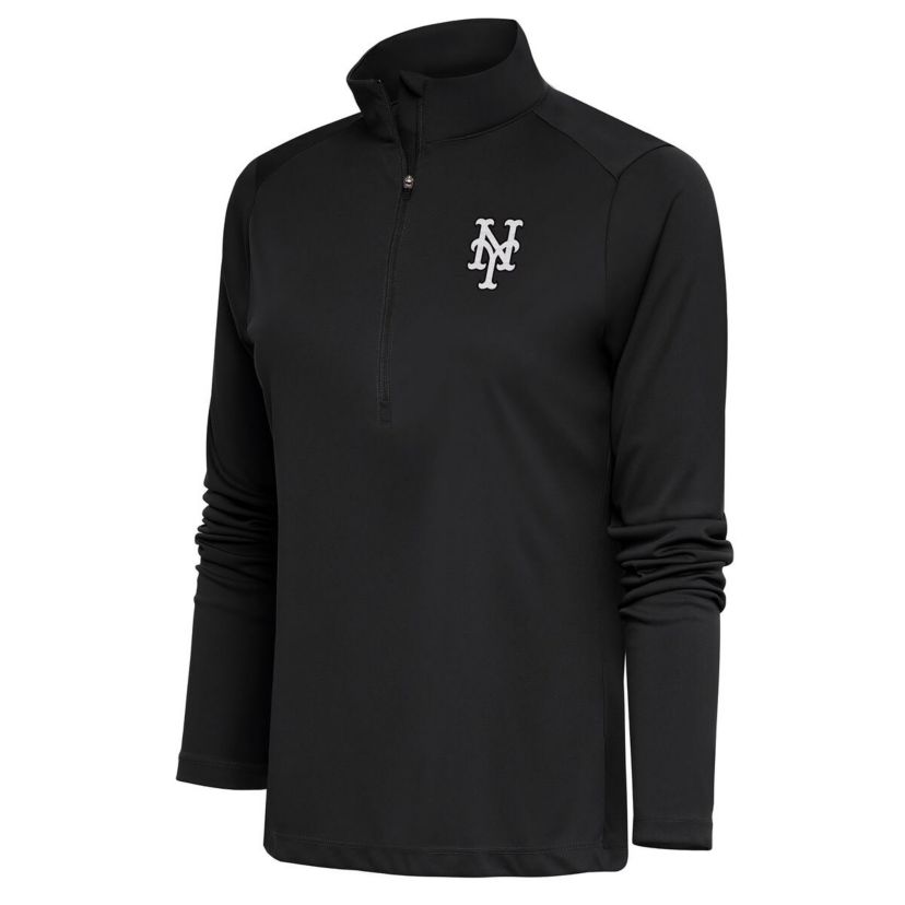 MLB New York Mets Brushed Metallic Tribute Half-Zip Pullover Top