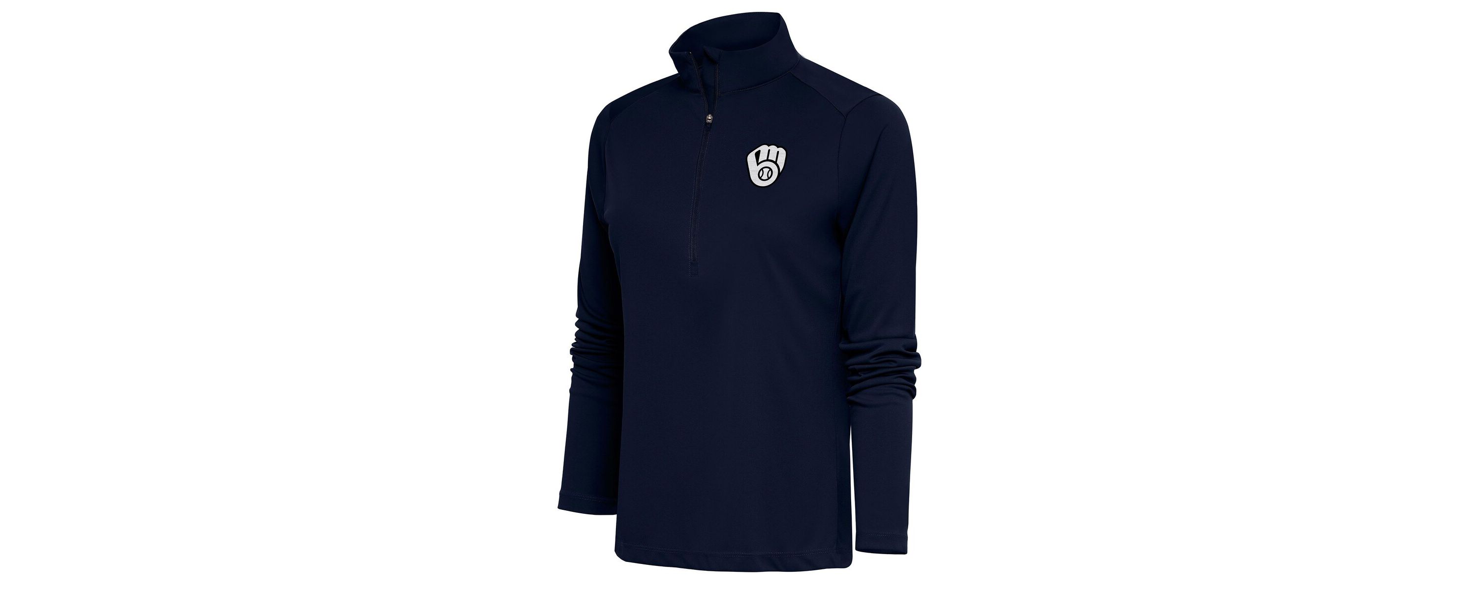 MLB Milwaukee Brewers Brushed Metallic Tribute Half-Zip Pullover Top