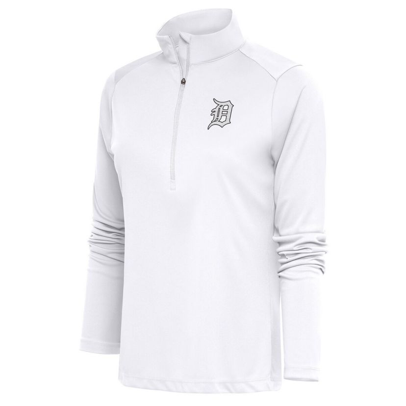 MLB Detroit Tigers Brushed Metallic Tribute Half-Zip Pullover Top