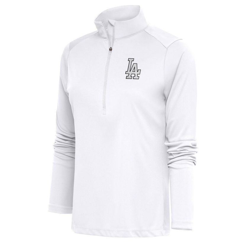 MLB Los Angeles Dodgers Brushed Metallic Tribute Half-Zip Pullover Top