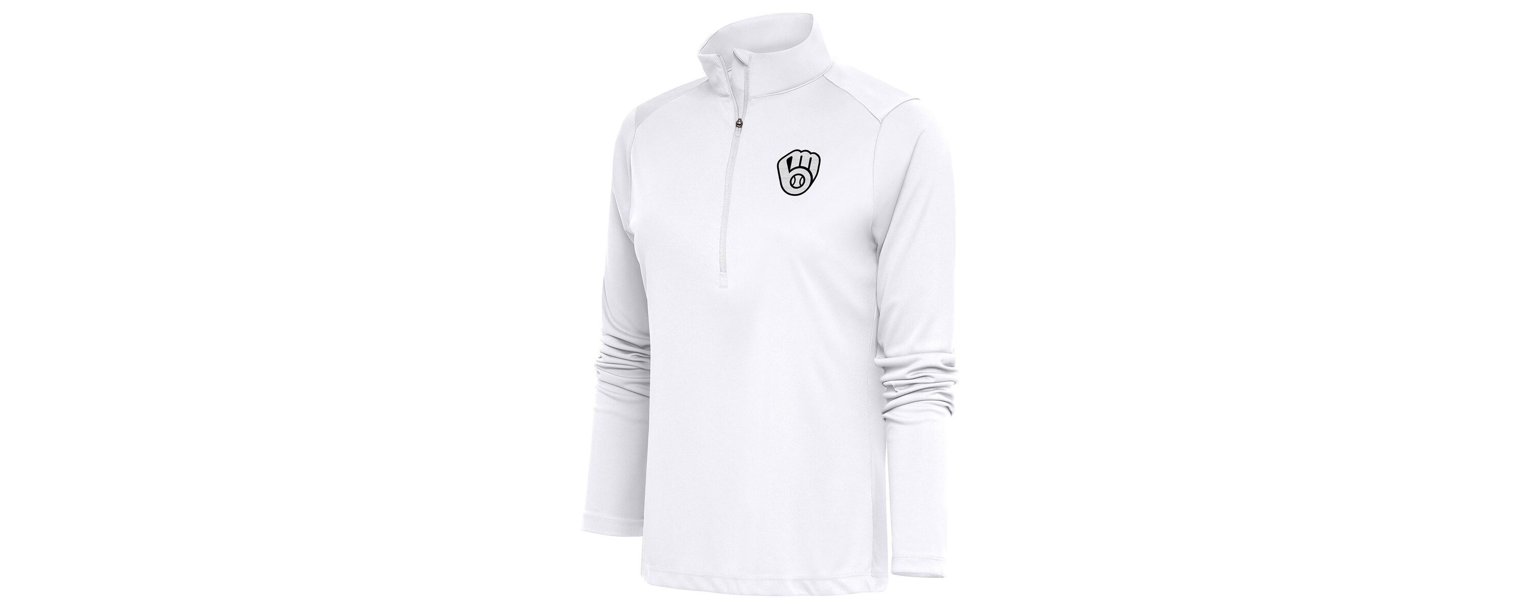 MLB Milwaukee Brewers Brushed Metallic Tribute Half-Zip Pullover Top