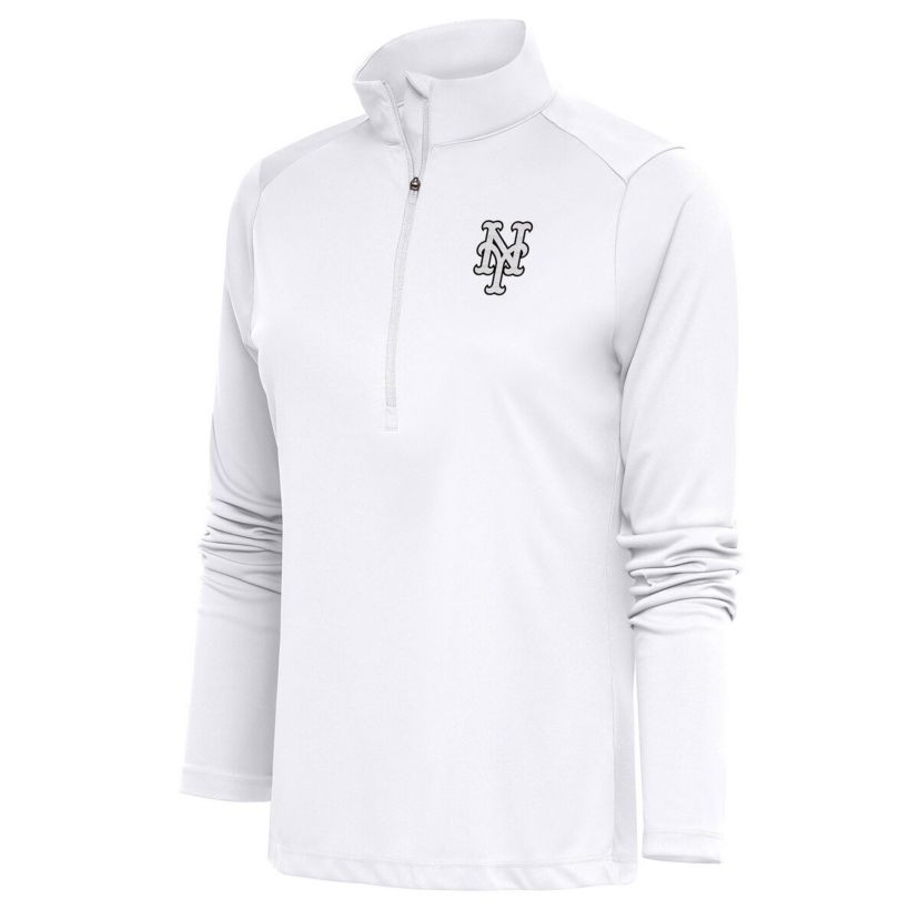 MLB New York Mets Brushed Metallic Tribute Half-Zip Pullover Top
