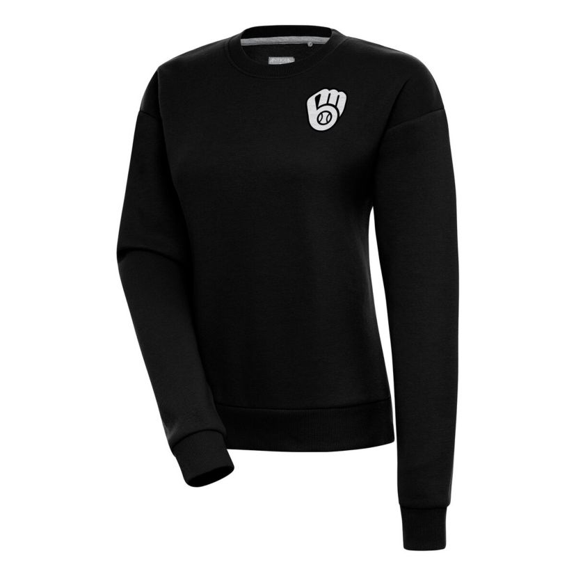 MLB Milwaukee Brewers Brushed Metallic Victory Pullover Sweatshirt