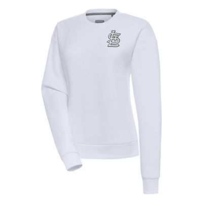 Antigua Women's MLB St. Louis Cardinals Brushed Metallic Victory Pullover Sweatshirt, White, XXL