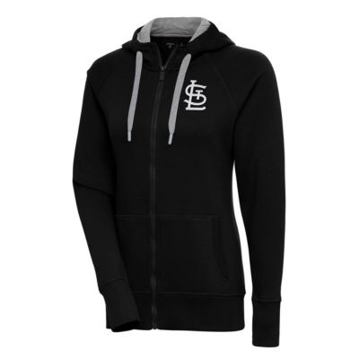 Antigua MLB St. Louis Cardinals Brushed Metallic Victory Full-Zip Hoodie, Black, Large