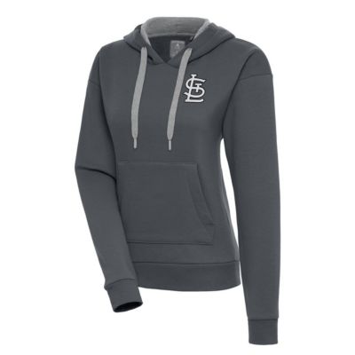 Antigua MLB St. Louis Cardinals Brushed Metallic Victory Pullover Hoodie, Grey, XXL