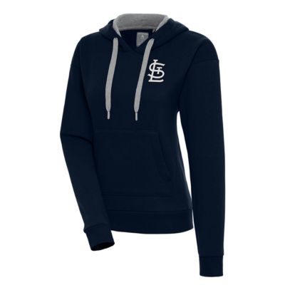 Antigua Women's MLB St. Louis Cardinals Brushed Metallic Victory Pullover Hoodie, Navy Blue, XXL