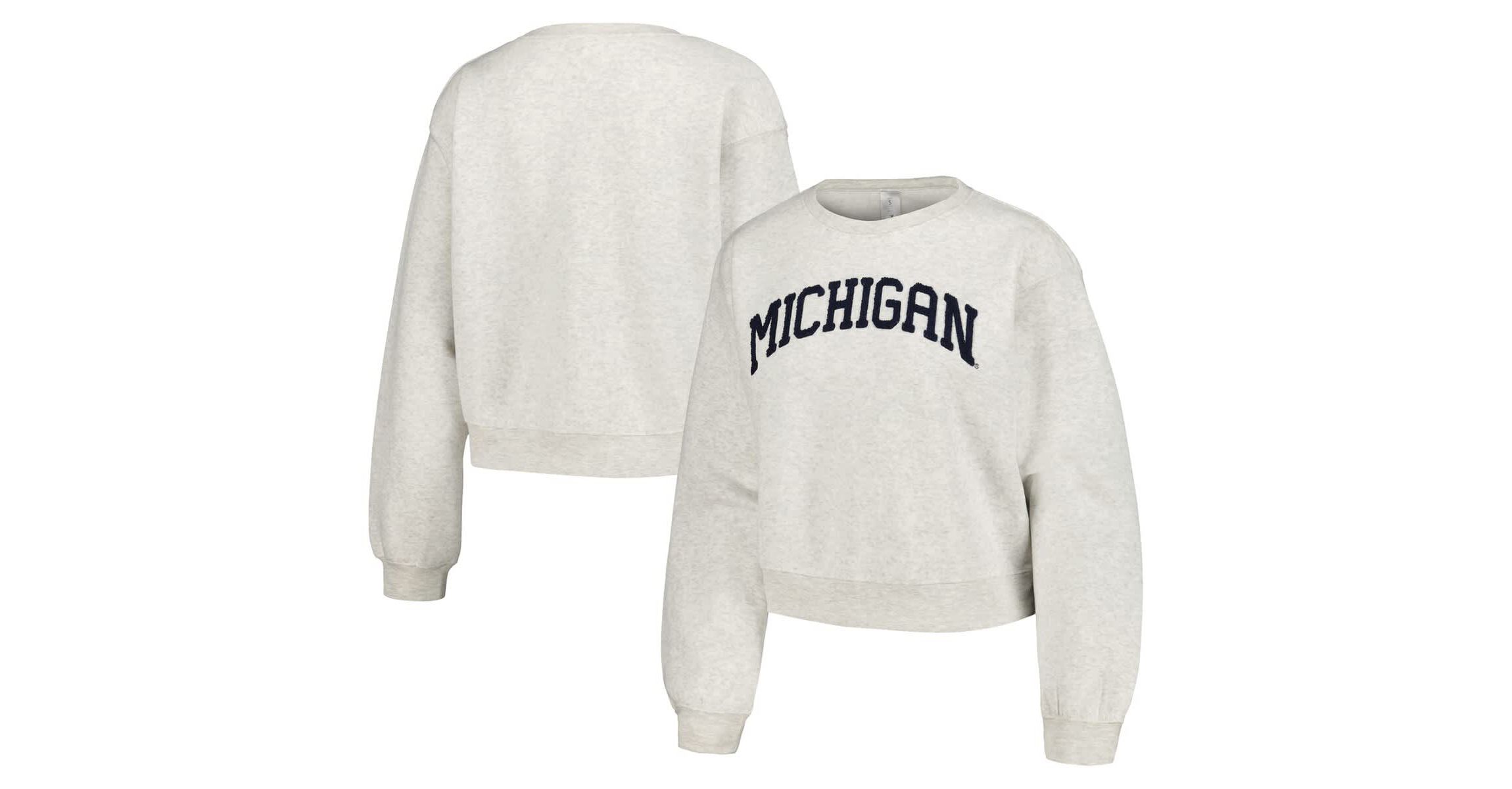 NCAA Michigan Wolverines Core Chenille Cropped Pullover Sweatshirt
