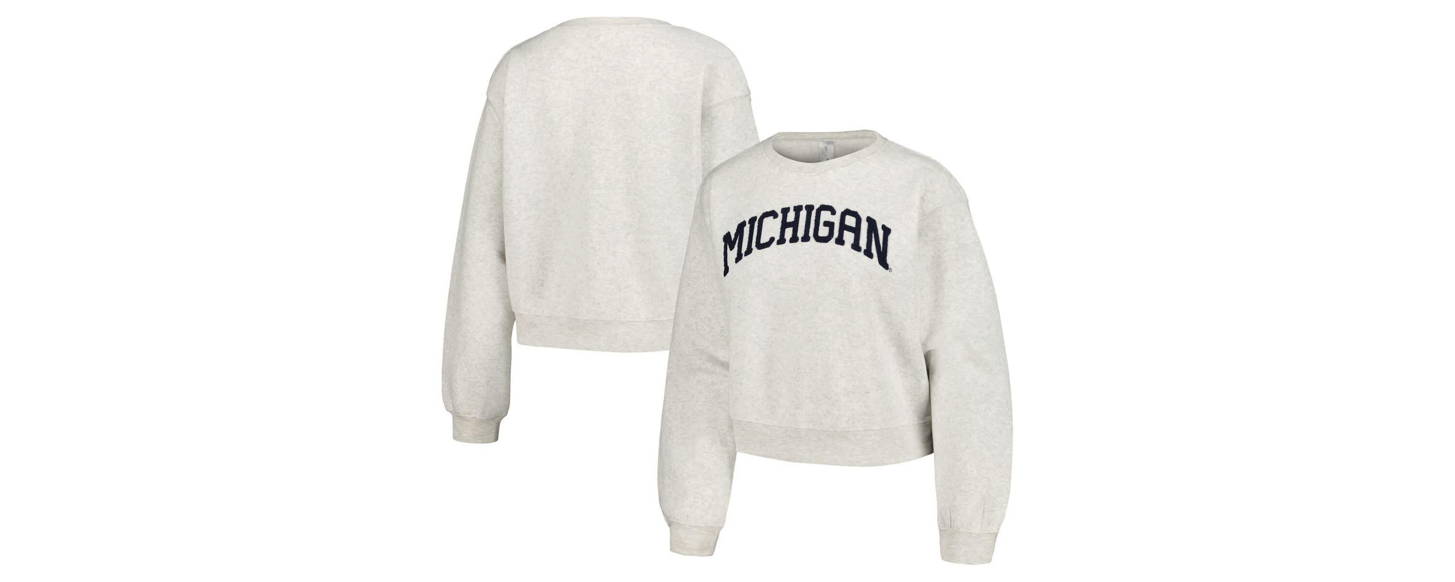NCAA Michigan Wolverines Core Chenille Cropped Pullover Sweatshirt