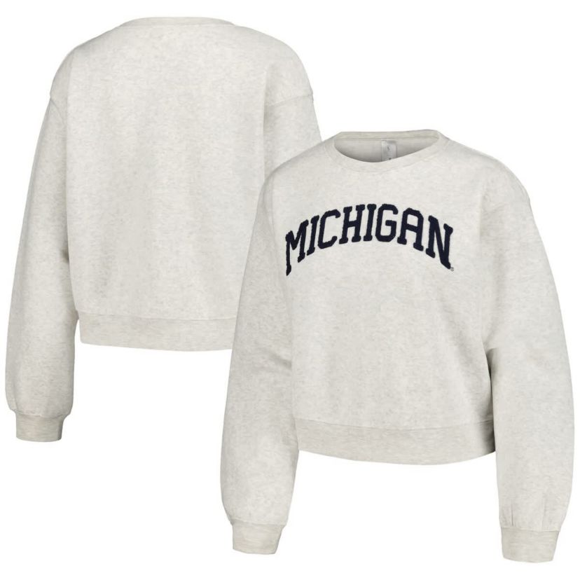 NCAA Michigan Wolverines Core Chenille Cropped Pullover Sweatshirt