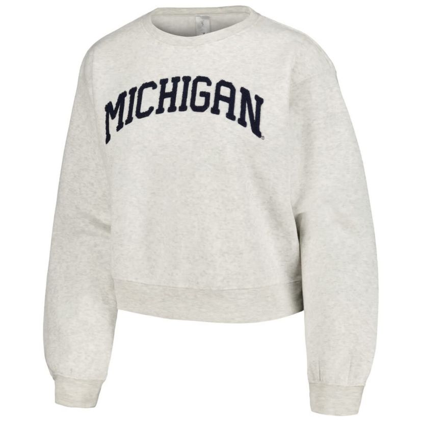 NCAA Michigan Wolverines Core Chenille Cropped Pullover Sweatshirt