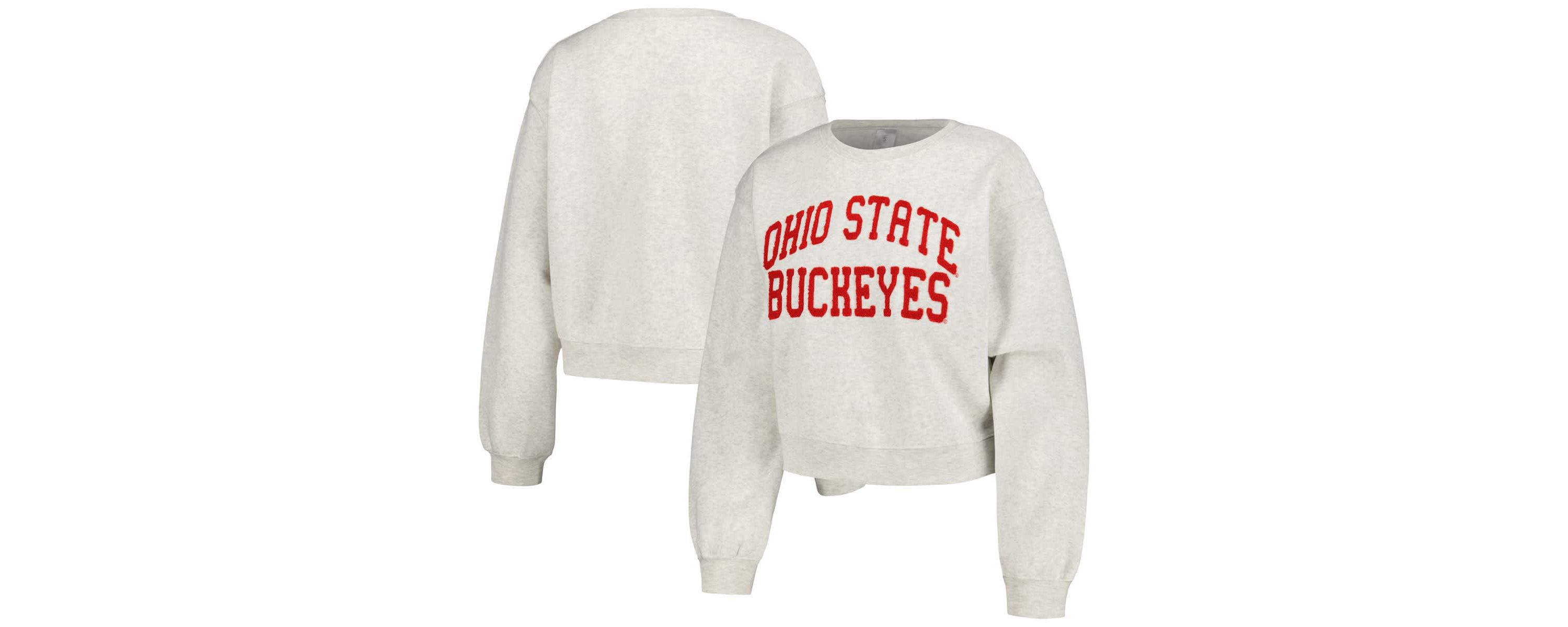NCAA Ohio State Buckeyes Core Chenille Cropped Pullover Sweatshirt