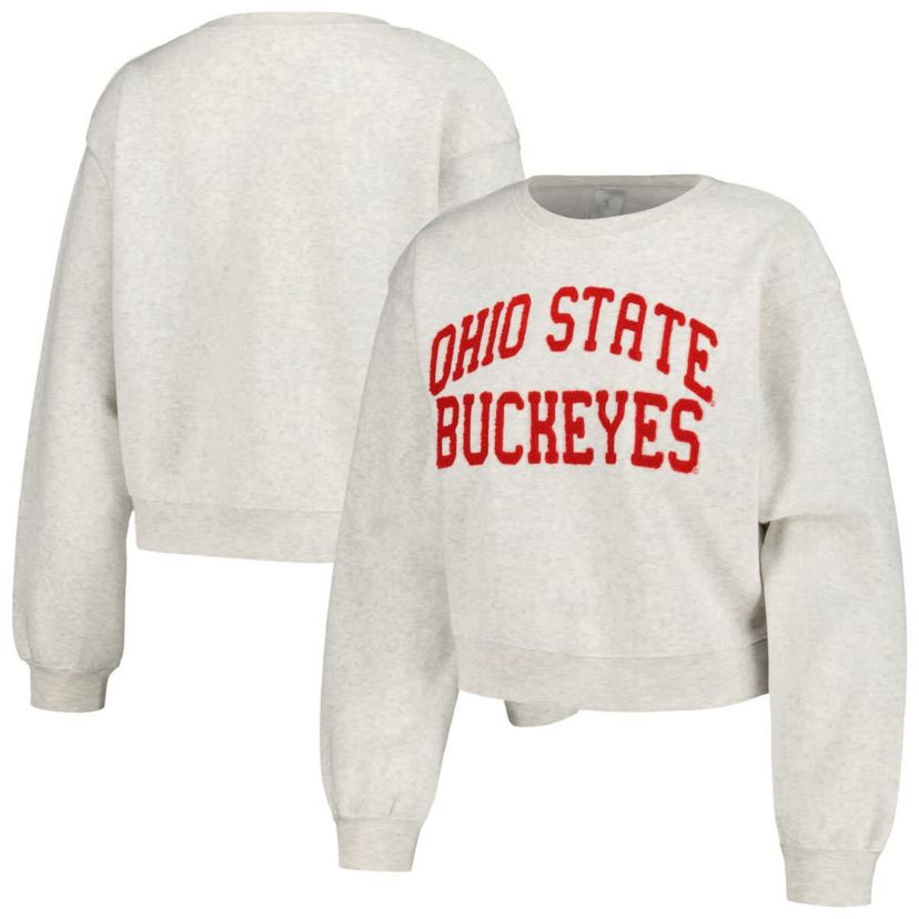 NCAA Ohio State Buckeyes Core Chenille Cropped Pullover Sweatshirt
