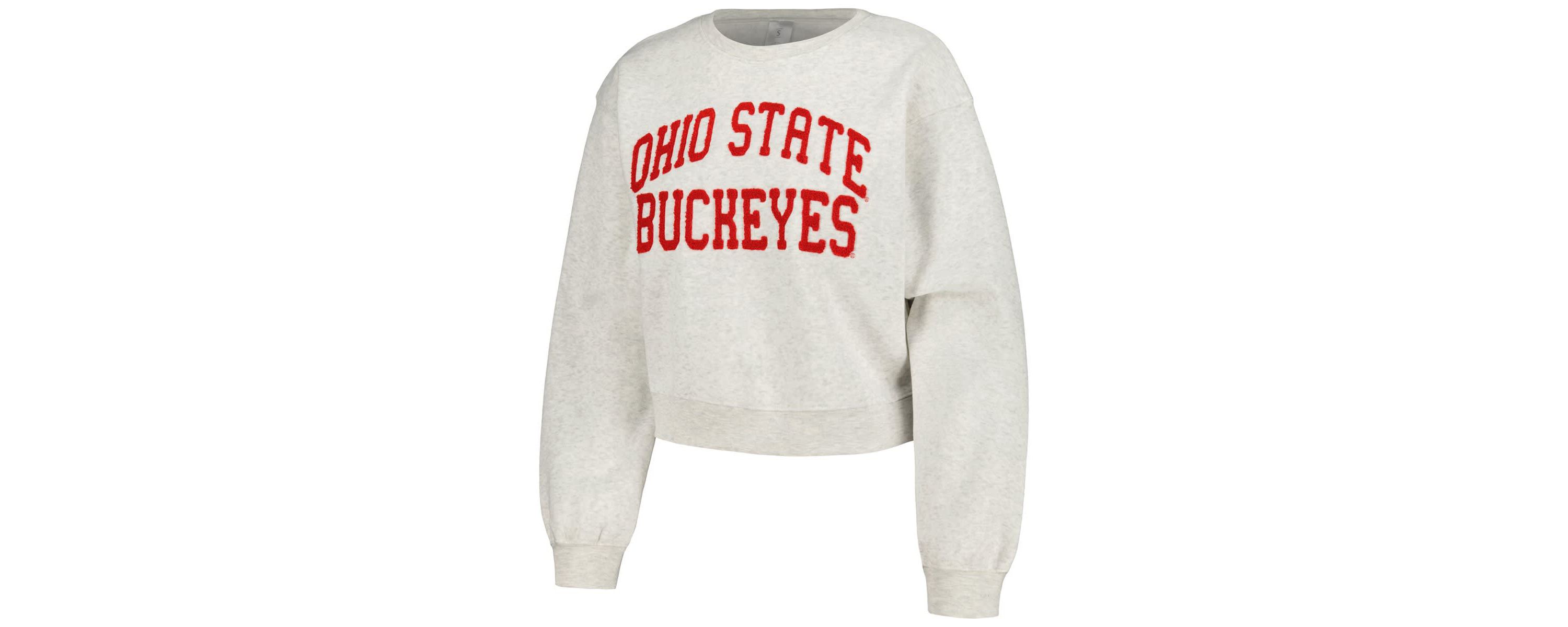 NCAA Ohio State Buckeyes Core Chenille Cropped Pullover Sweatshirt