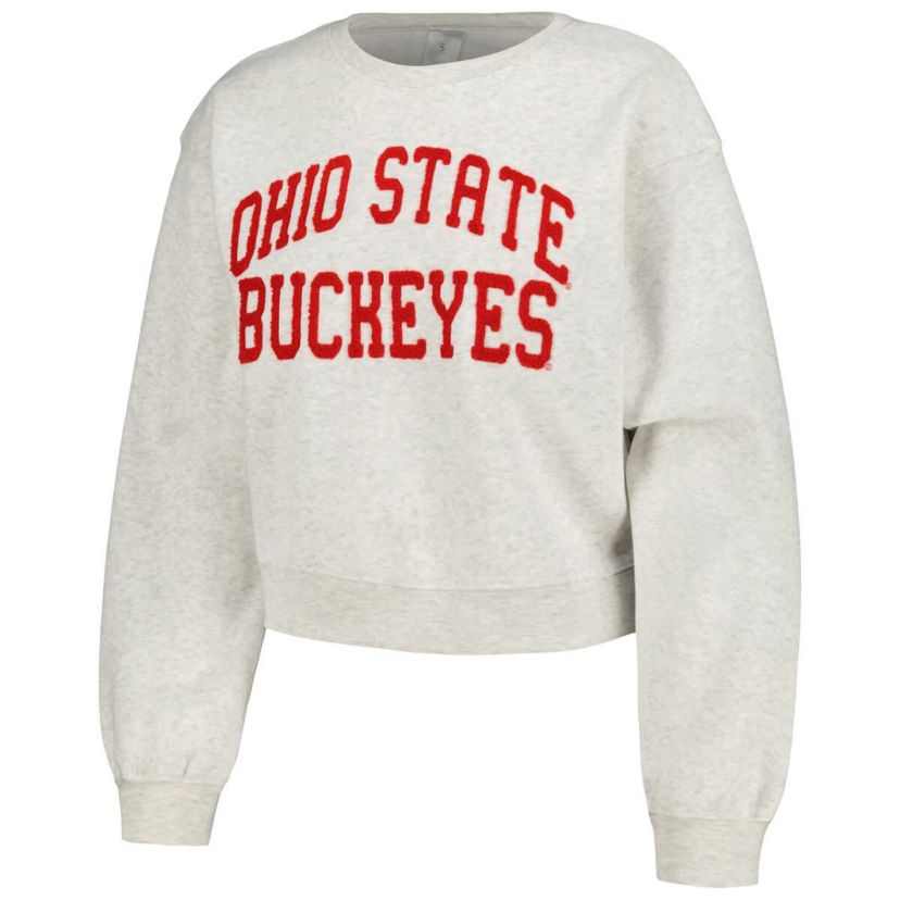 NCAA Ohio State Buckeyes Core Chenille Cropped Pullover Sweatshirt