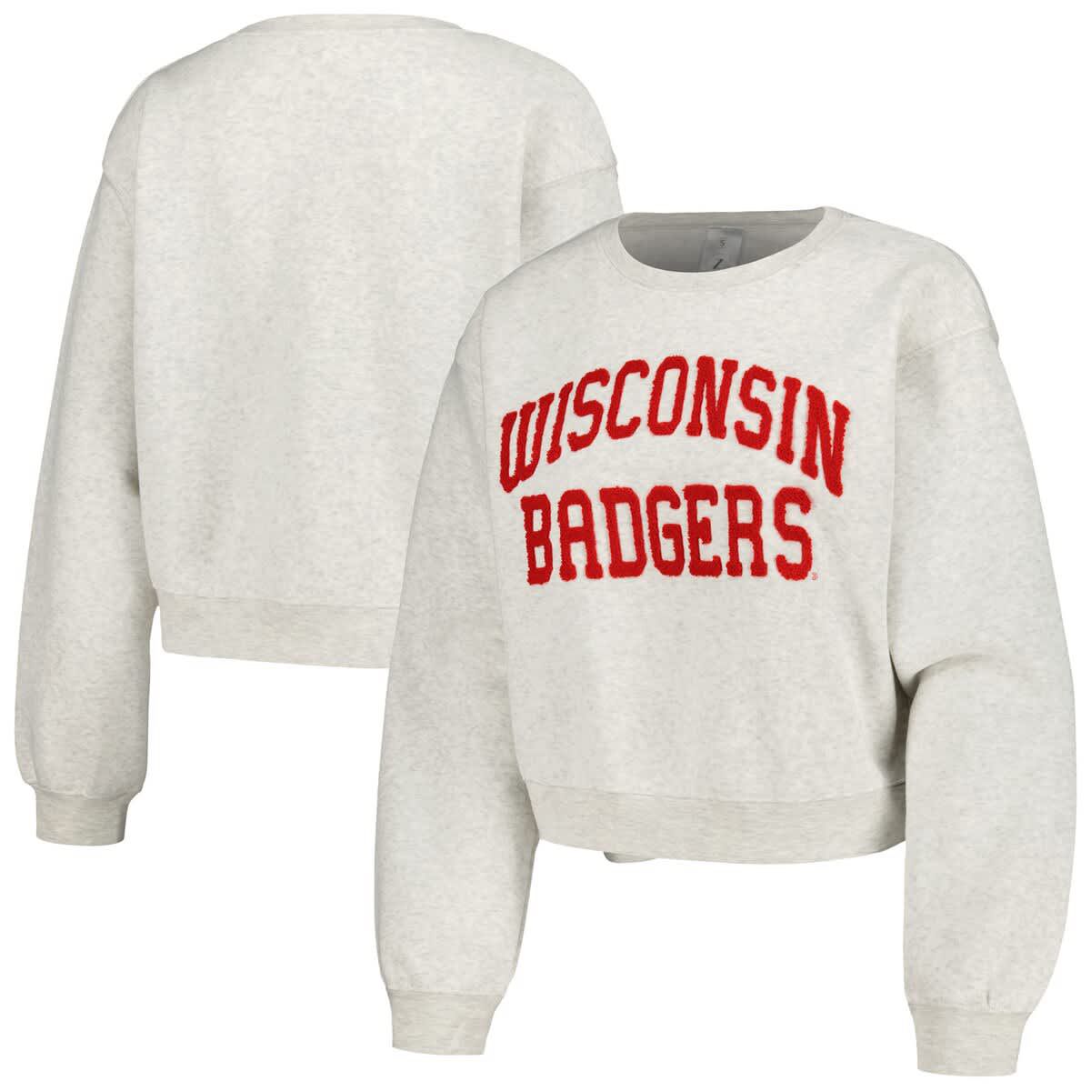 NCAA Wisconsin Badgers Core Chenille Cropped Pullover Sweatshirt