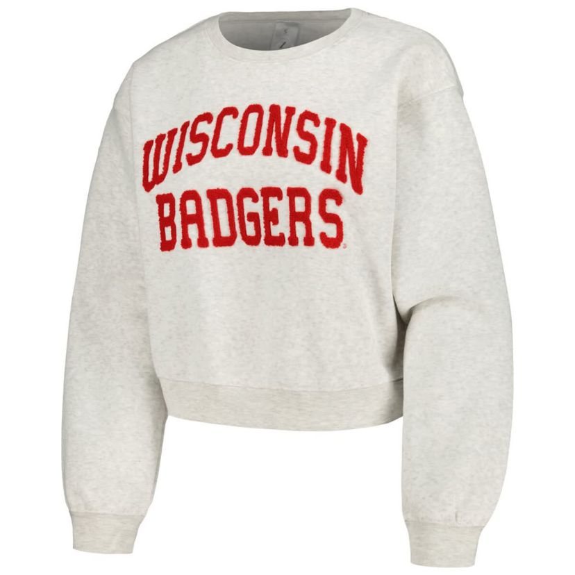 NCAA Wisconsin Badgers Core Chenille Cropped Pullover Sweatshirt