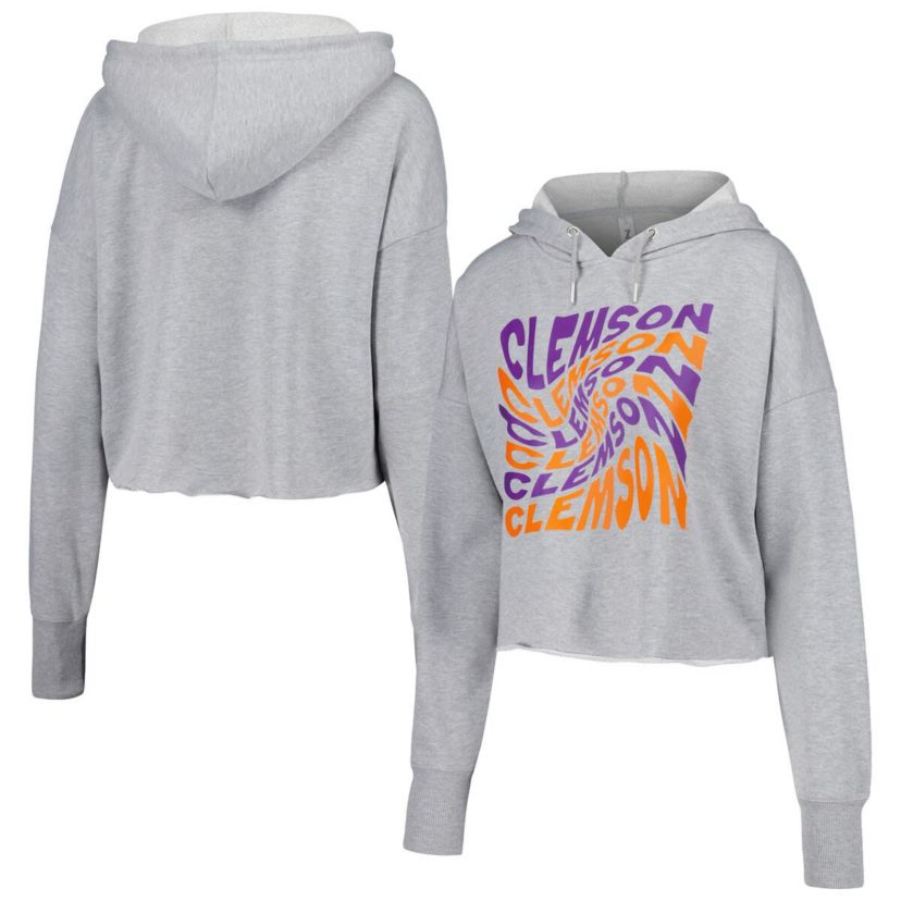 NCAA Clemson Tigers Swirl Cropped Pullover Hoodie