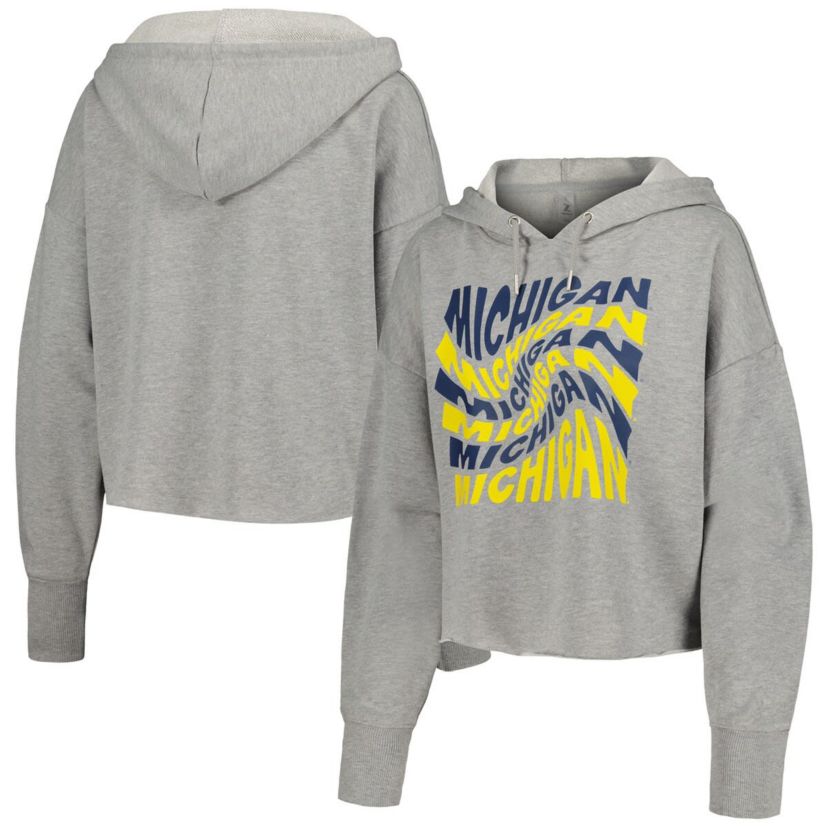 NCAA Michigan Wolverines Swirl Cropped Pullover Hoodie