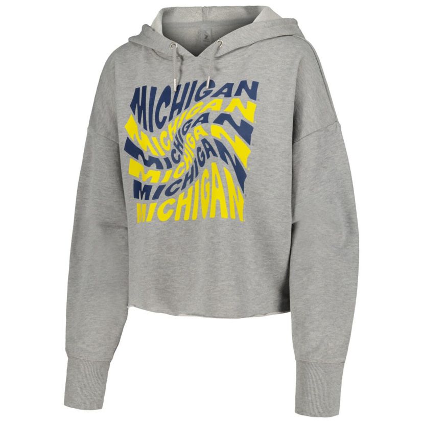 NCAA Michigan Wolverines Swirl Cropped Pullover Hoodie