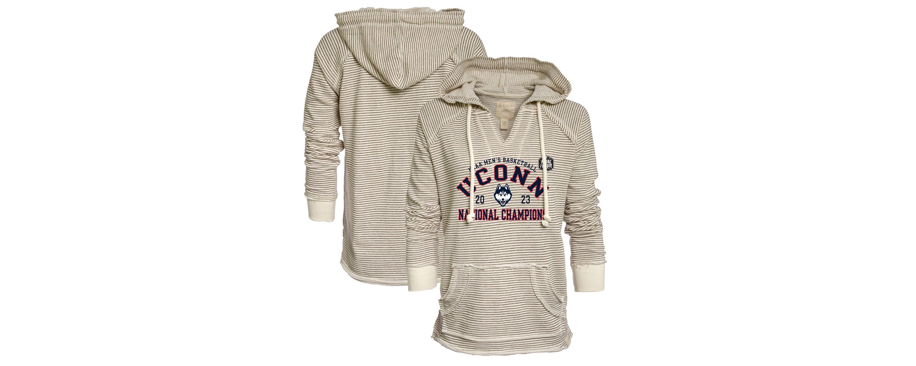 Connecticut Huskies NCAA UConn Huskies 2023 NCAA Basketball National s Huntington French Terry V-Neck Pullover Hoodie