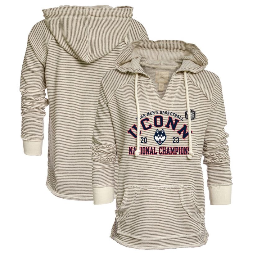 Connecticut Huskies NCAA UConn Huskies 2023 NCAA Basketball National s Huntington French Terry V-Neck Pullover Hoodie