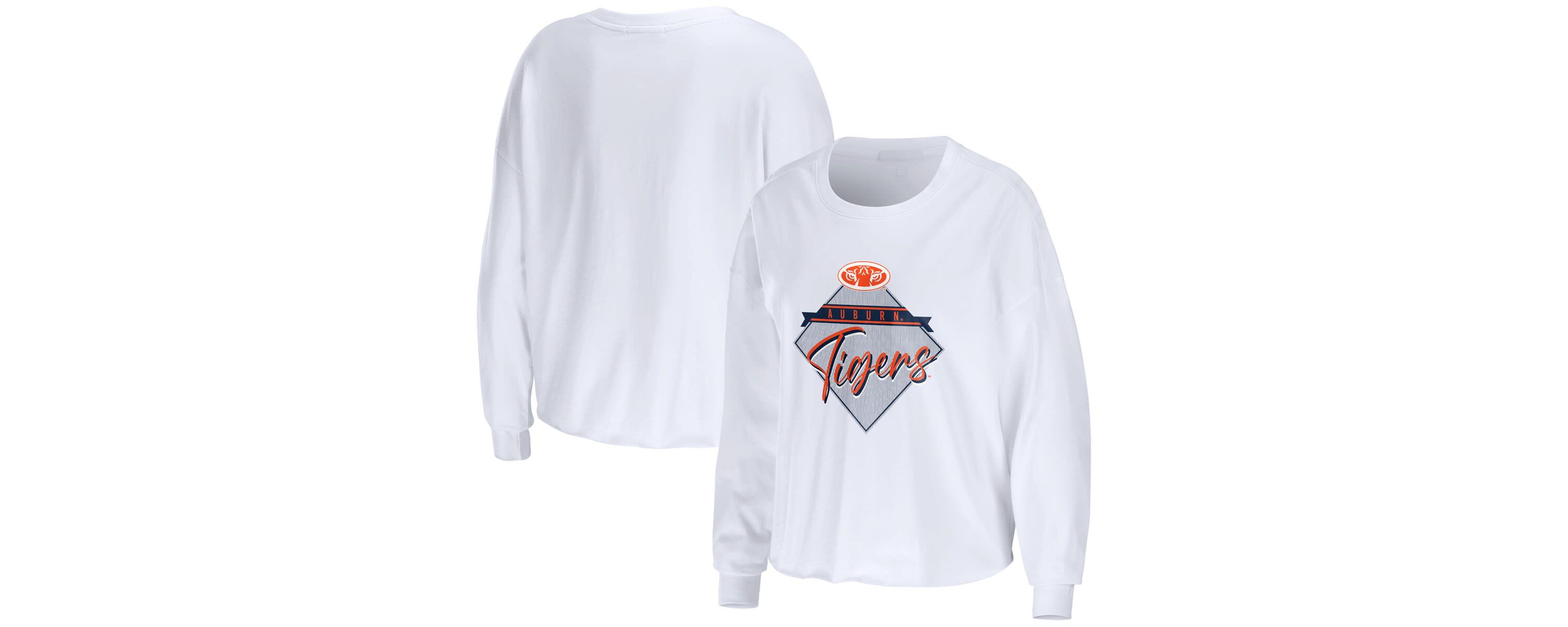 NCAA Auburn Tigers Diamond Long Sleeve Cropped T-Shirt