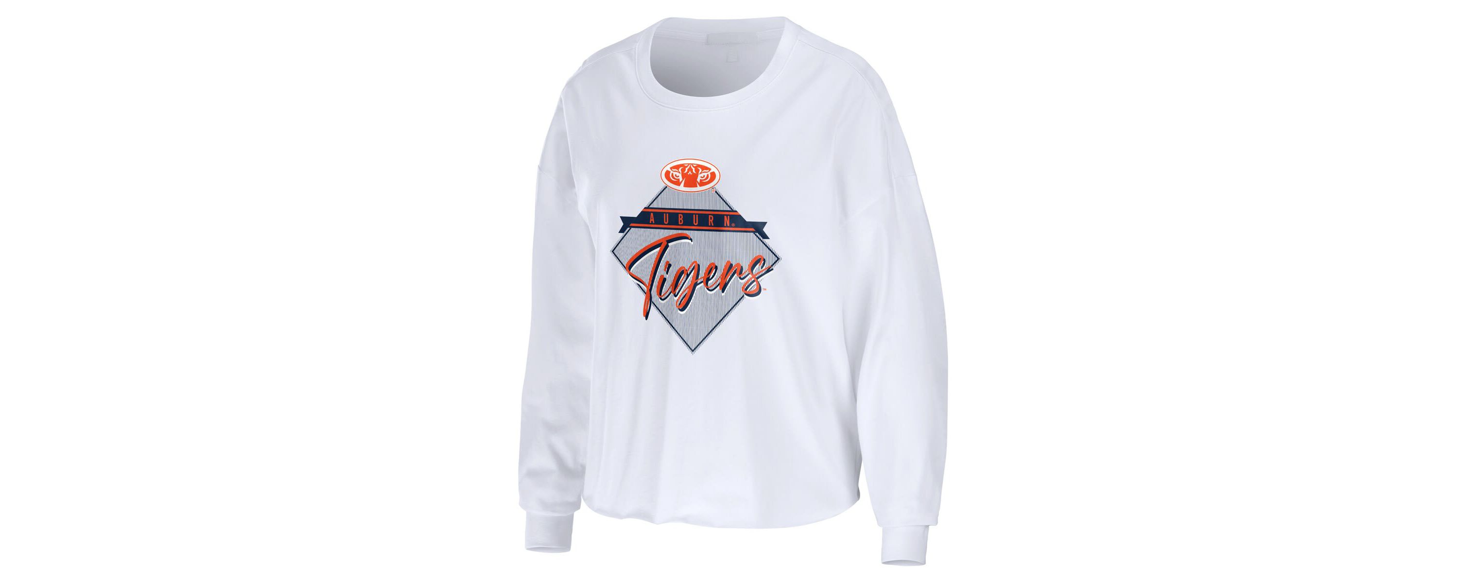 NCAA Auburn Tigers Diamond Long Sleeve Cropped T-Shirt