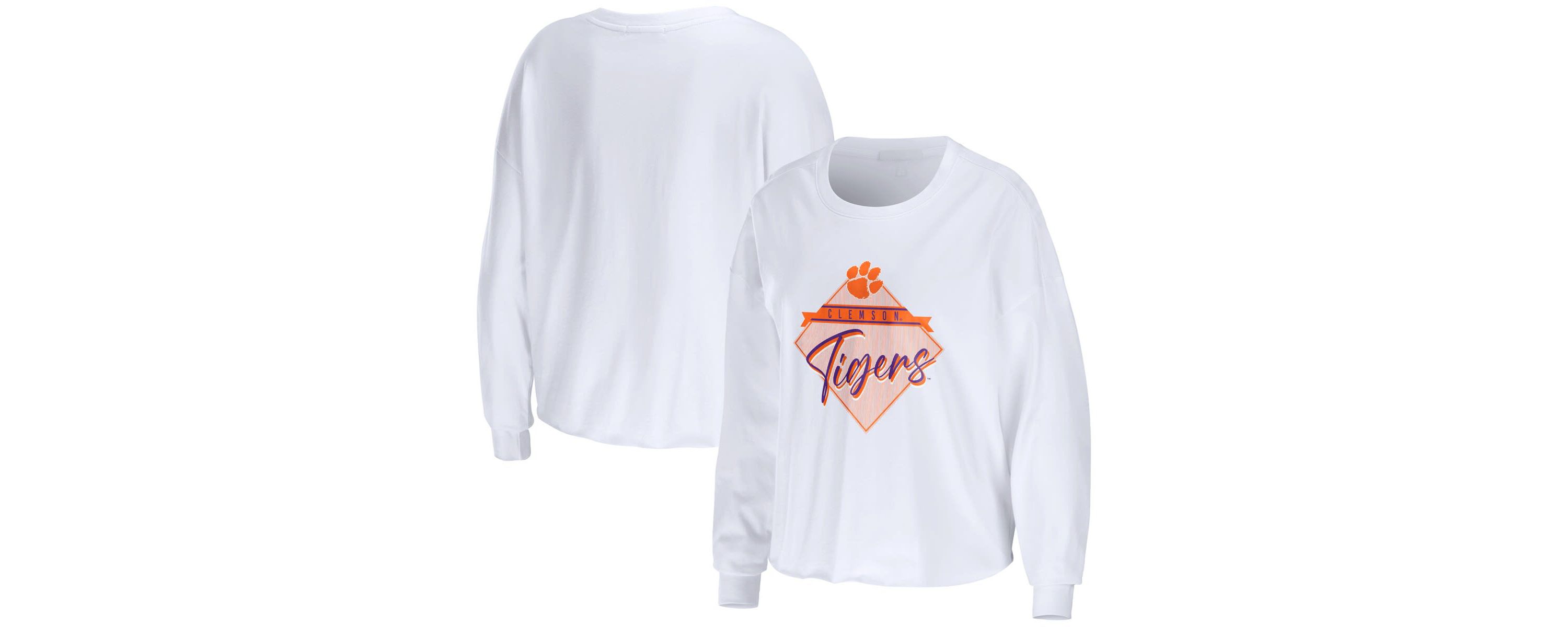 NCAA Clemson Tigers Diamond Long Sleeve Cropped T-Shirt
