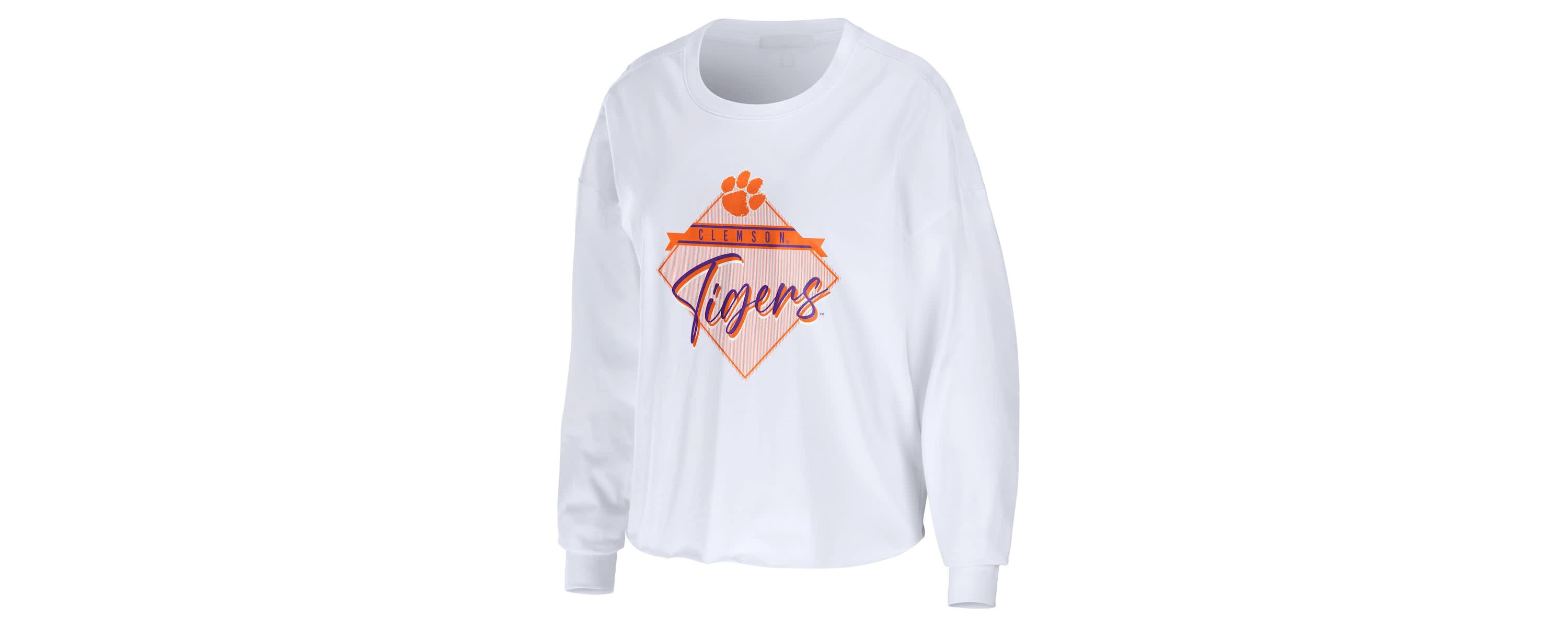 NCAA Clemson Tigers Diamond Long Sleeve Cropped T-Shirt