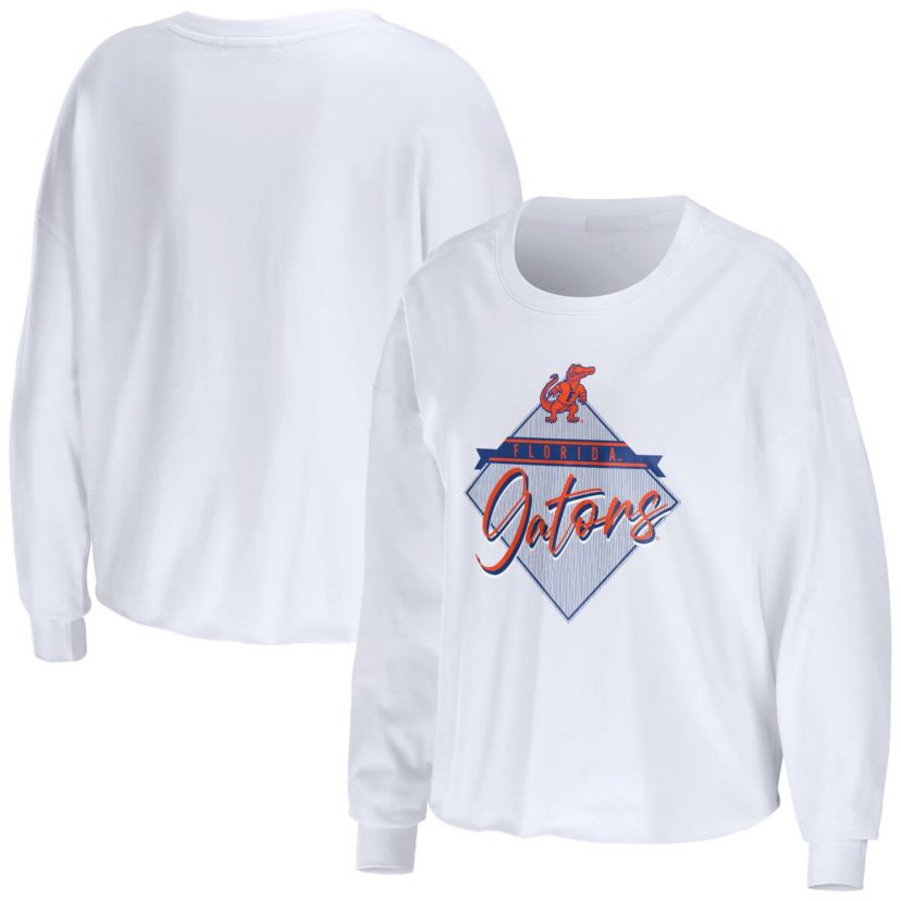 NCAA Florida Gators Diamond Long Sleeve Cropped T-Shirt