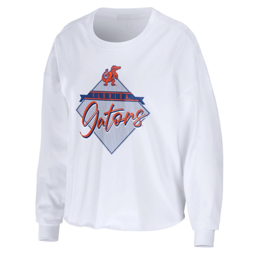 NCAA Florida Gators Diamond Long Sleeve Cropped T-Shirt
