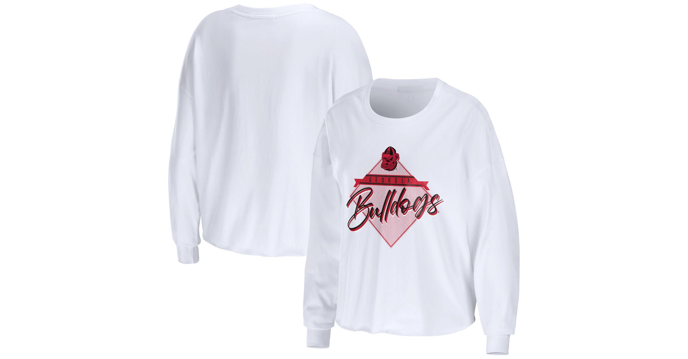 NCAA Georgia Bulldogs Diamond Long Sleeve Cropped T-Shirt
