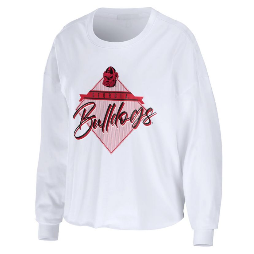 NCAA Georgia Bulldogs Diamond Long Sleeve Cropped T-Shirt