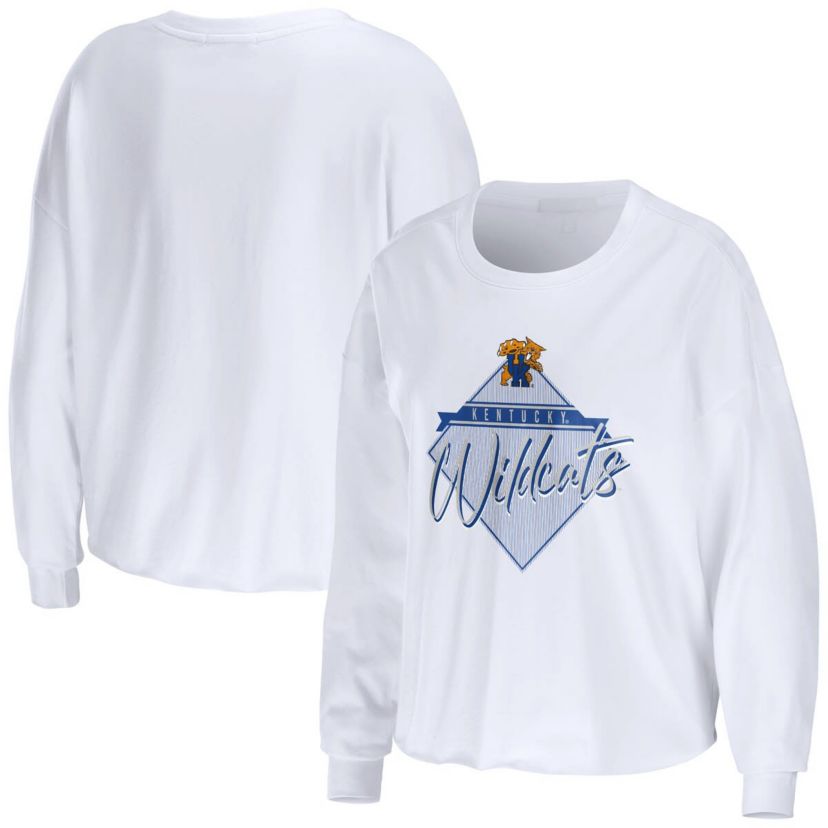 NCAA Kentucky Wildcats Diamond Long Sleeve Cropped T-Shirt