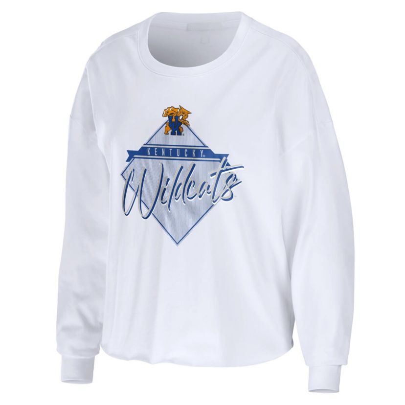 NCAA Kentucky Wildcats Diamond Long Sleeve Cropped T-Shirt