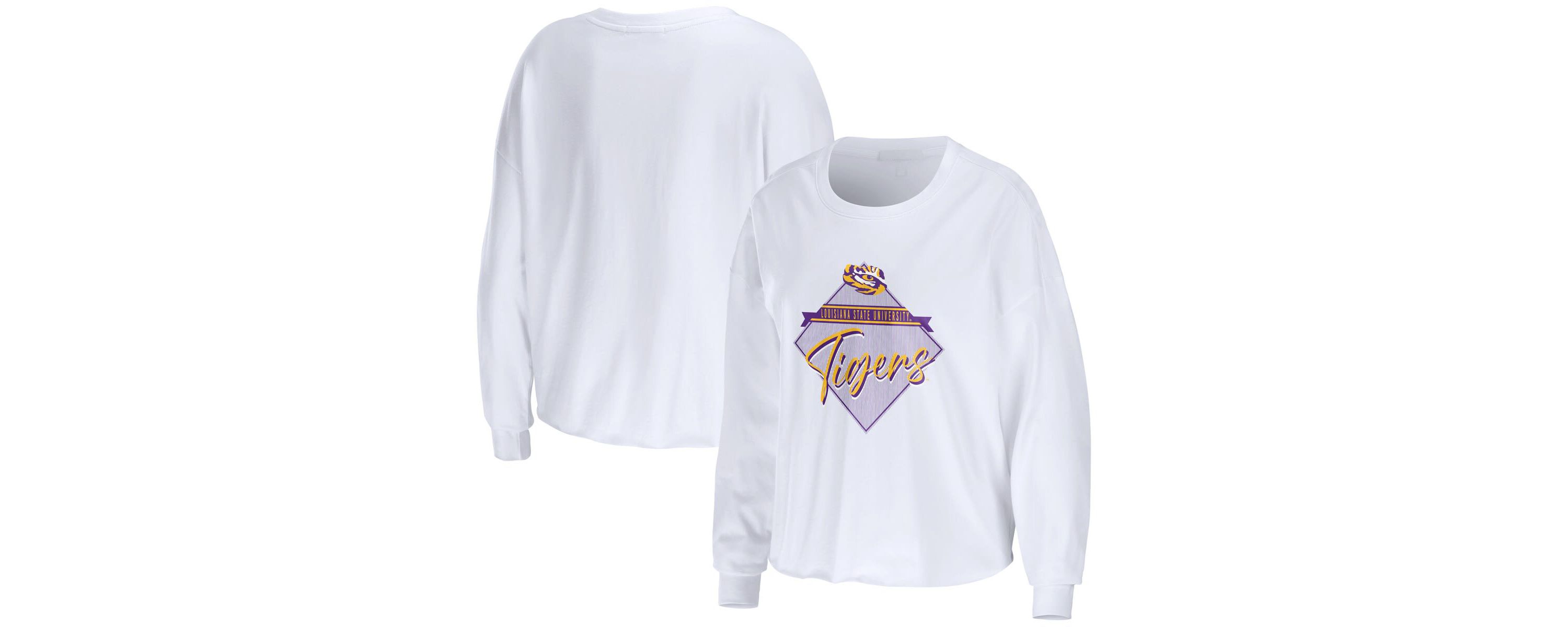 NCAA LSU Tigers Diamond Long Sleeve Cropped T-Shirt