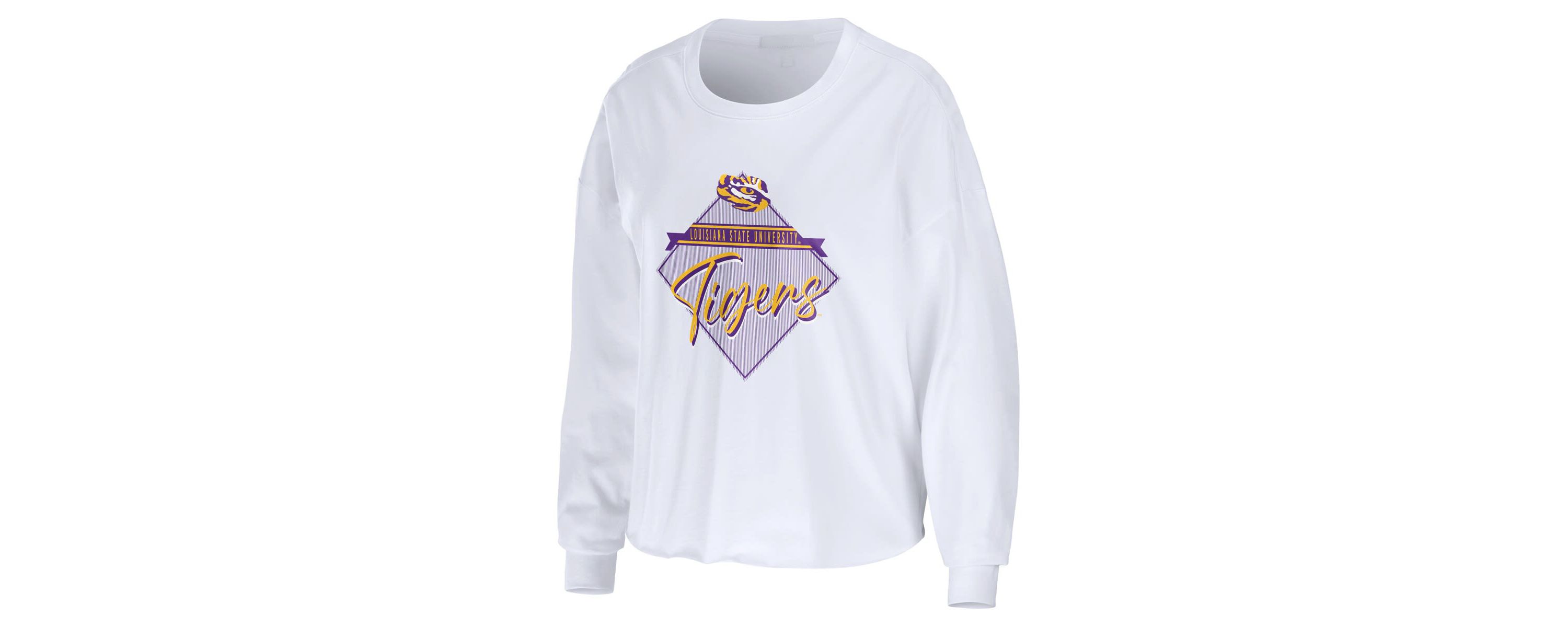 NCAA LSU Tigers Diamond Long Sleeve Cropped T-Shirt