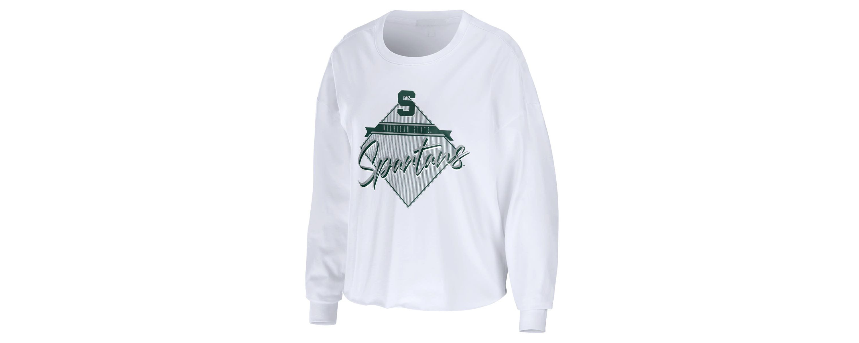 NCAA Michigan State Spartans Diamond Long Sleeve Cropped T-Shirt