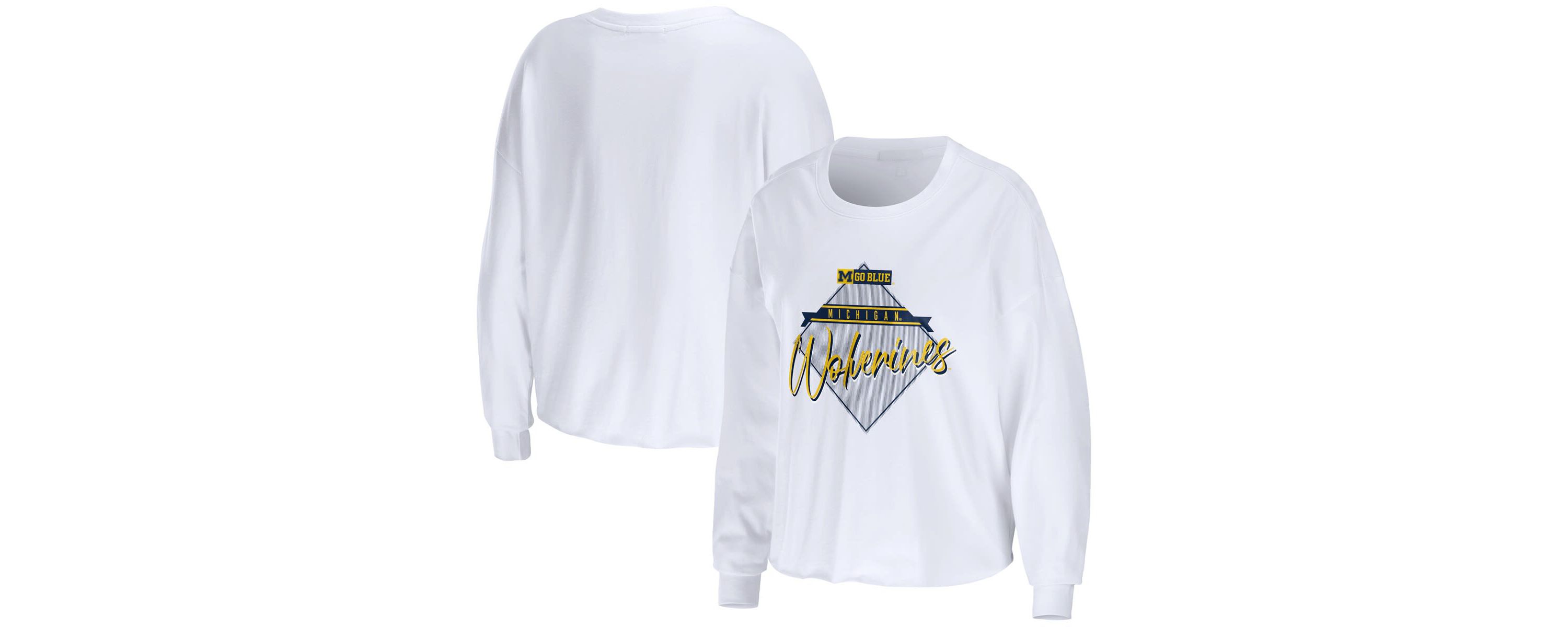 NCAA Michigan Wolverines Diamond Long Sleeve Cropped T-Shirt