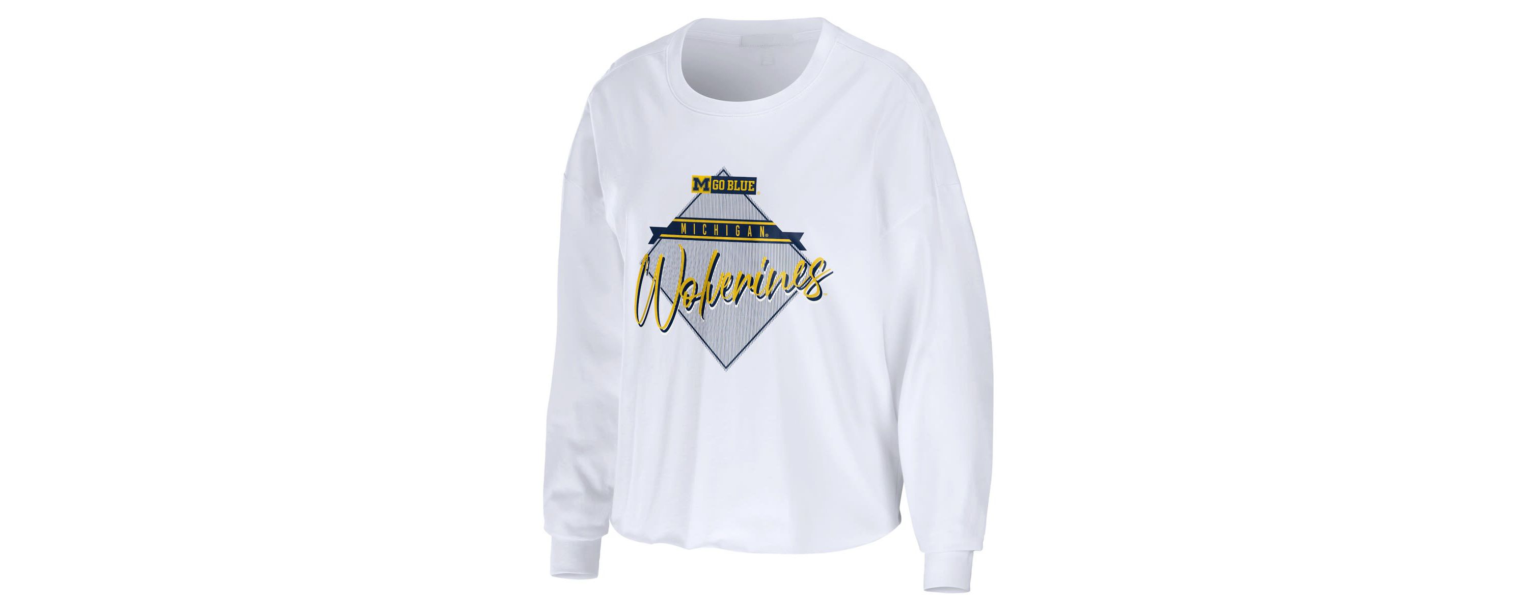 NCAA Michigan Wolverines Diamond Long Sleeve Cropped T-Shirt