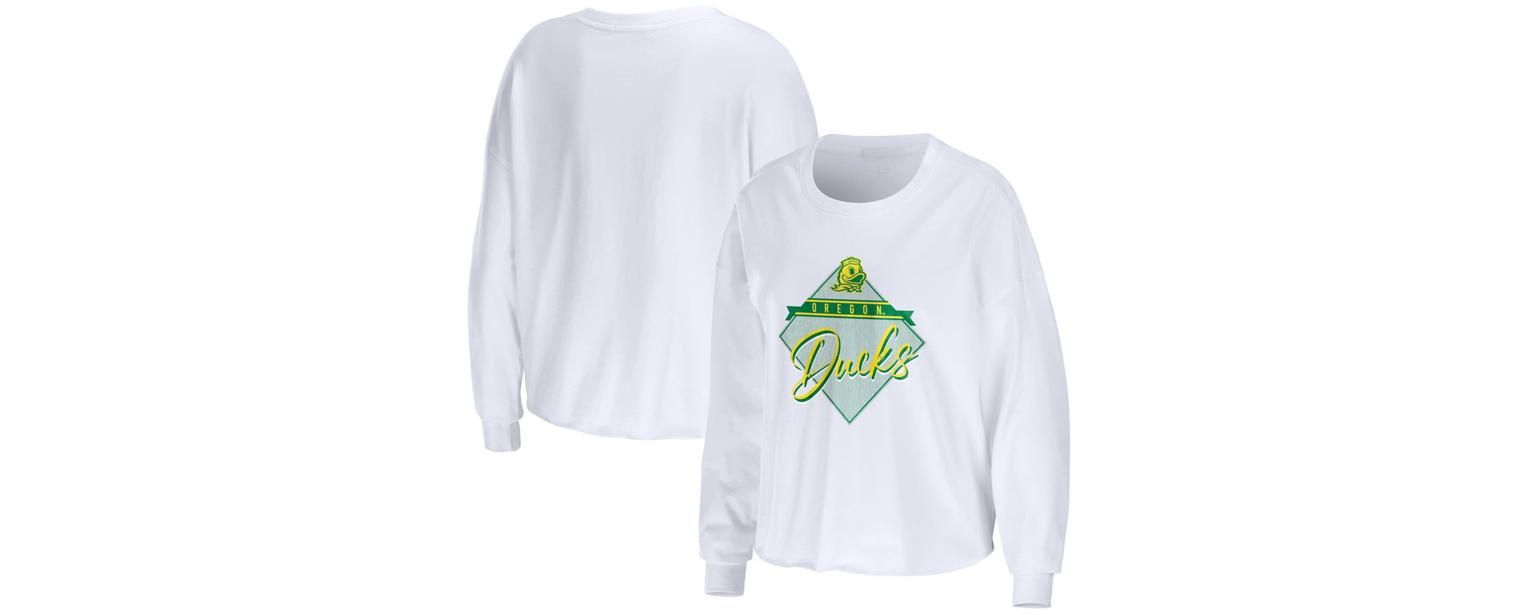NCAA Oregon Ducks Diamond Long Sleeve Cropped T-Shirt