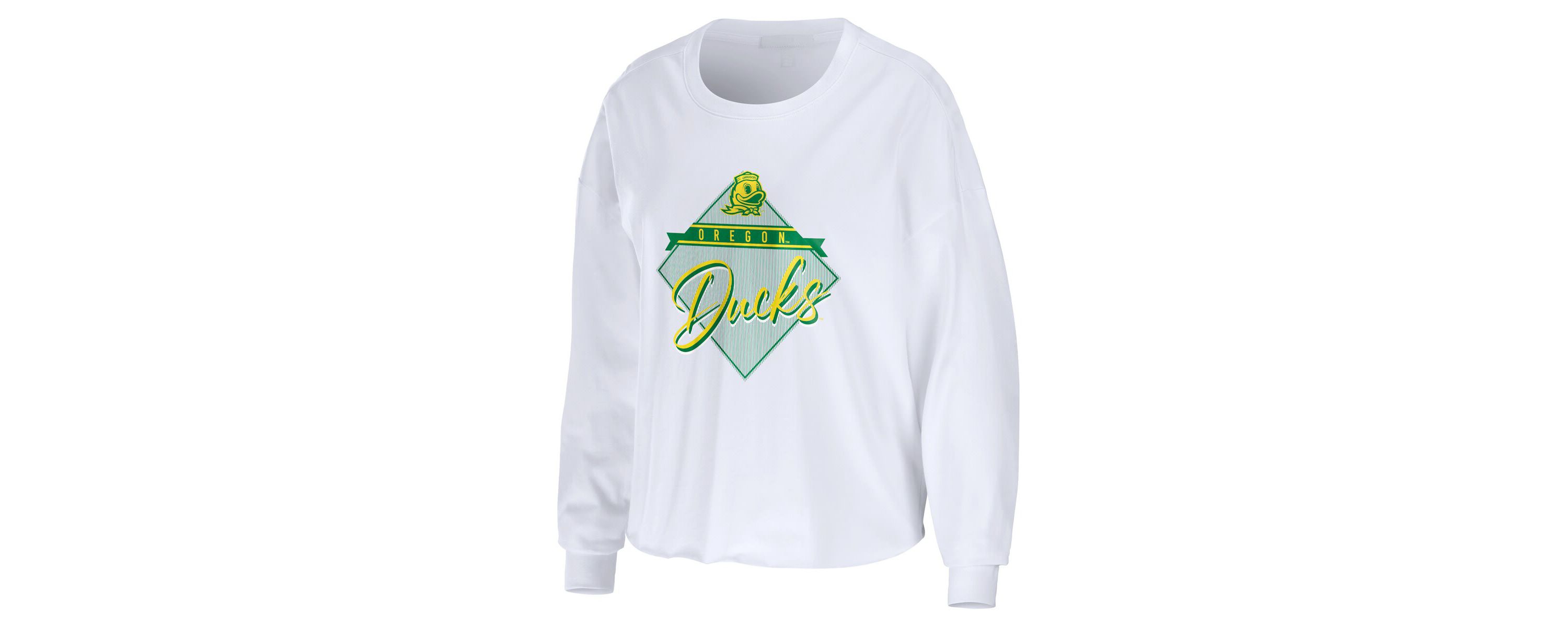 NCAA Oregon Ducks Diamond Long Sleeve Cropped T-Shirt