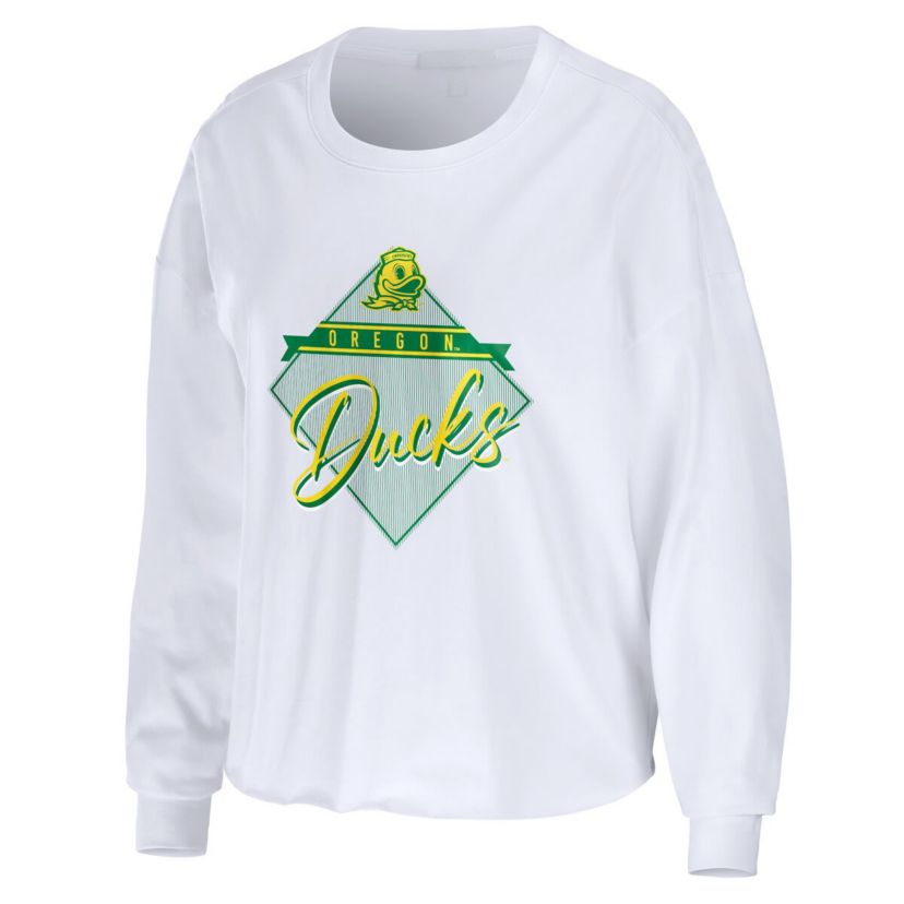 NCAA Oregon Ducks Diamond Long Sleeve Cropped T-Shirt